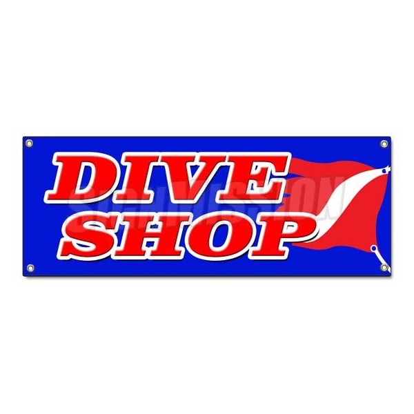 DIVE SHOP BANNER SIGN diving gear scuba rental sale deep sea lessons